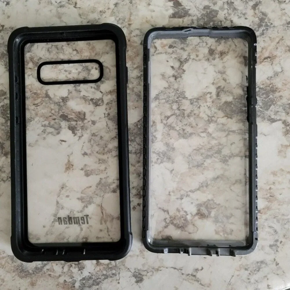 clear and black 2 piece shell Temdan Samsung Galaxy S10 plus phone case